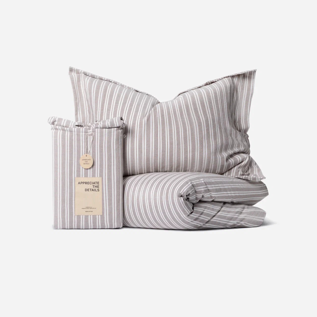 Stone Washed Cotton Duvet Cover Set Striped