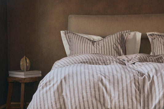 Stone Washed Cotton Duvet Cover Set Striped
